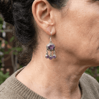 Vintage European Style Purple Zirconia Crystal Inlay Earrings