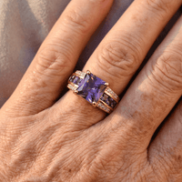 Elegant Vintage Style Rectangular Purple Zirconia Ring