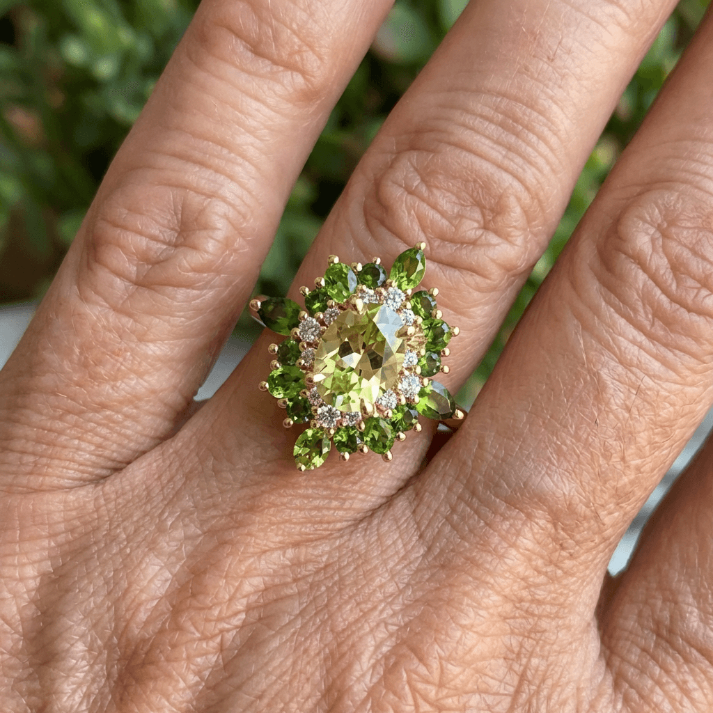 Elegant Vintage Two Tone Green Zirconia Ring