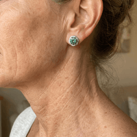 Elegant Sparkling Inlay Green Zirconia Flower Stud Earrings