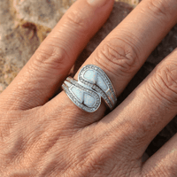 Vintage Boho White Opal Stone Ring