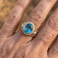 Elegant Gold Plated Blue Zirconia Crystal Ring