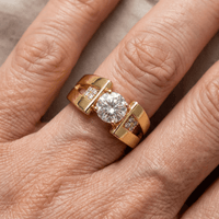 Elegant Gold Plated Modern Solitaire Zirconia Crystal Ring