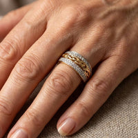 Vintage Style Zirconia Inlaid Gold Plated Ring