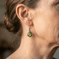 Vintage Bohemian Olive Green Cube Zirconia Earrings