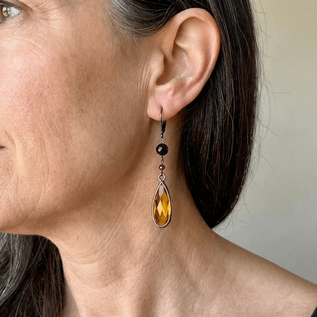 Classic Geometric Crystal Gemstone Pendant Earrings