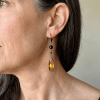 Classic Geometric Crystal Gemstone Pendant Earrings