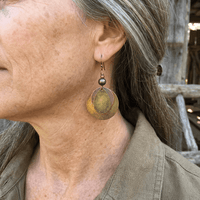 Vintage Distressed Bronze Tone Multi Layer Round Hoop Earrings