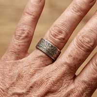 Vintage Silver Plated Snowflake & Coin Pattern Ring