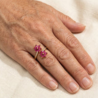 Elegant Vintage Design Cubic Zirconia Ruby Flower Wrap Ring Ring