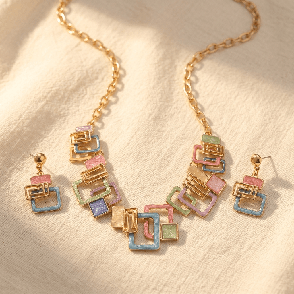 Geometric Square Hollow Jewelry Set