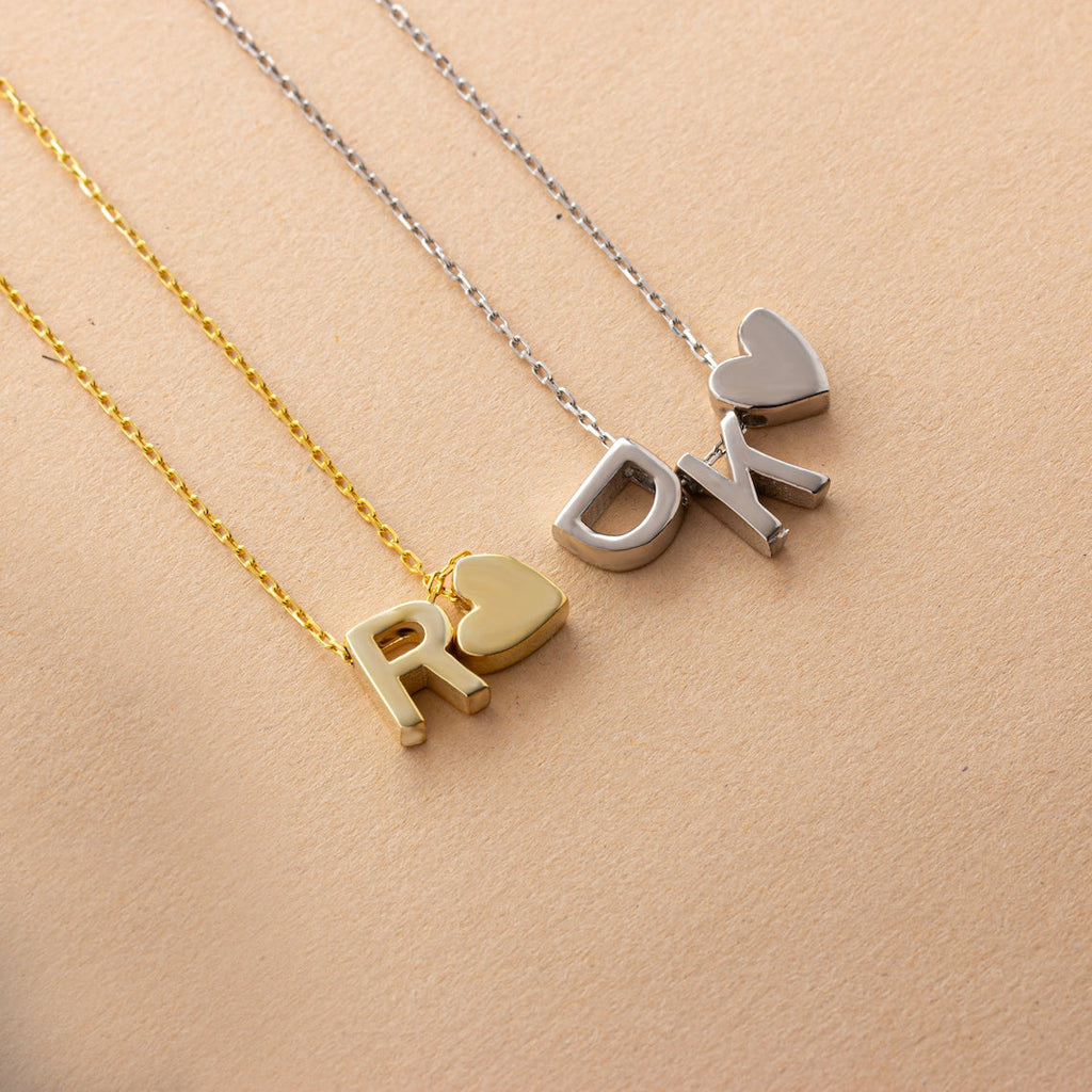 Personalized Letter & Heart Initial Necklace