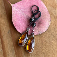 Classic Geometric Crystal Gemstone Pendant Earrings