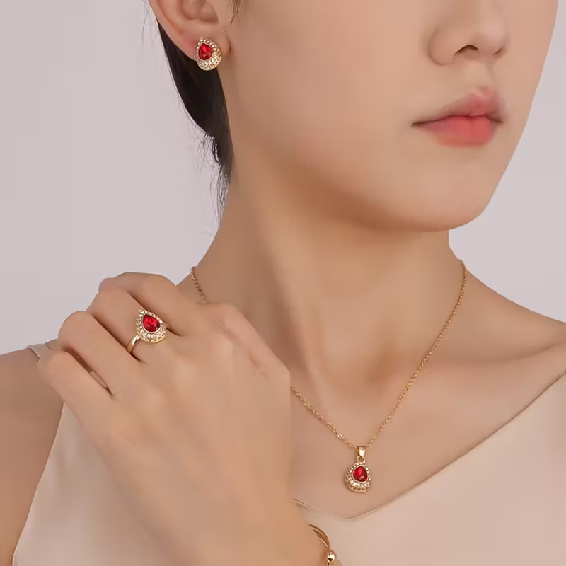 Ruby Teardrop Royal Set