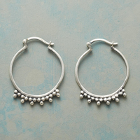 Vintage Silver Beaded Hoop Earrings