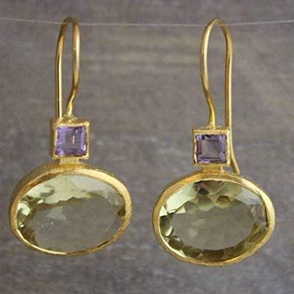 Exclusive Vintage Green Crystal Gold Earrings