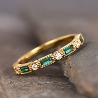 Vintage Gold Plated Inlaid Green Crystal Ring