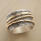 Vintage Inspired Silver & Gold Spinner Statement Ring