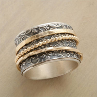 Vintage Inspired Silver & Gold Spinner Statement Ring