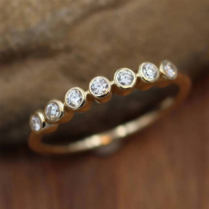 Vintage Inlaid Zirconia Gold Plated Band Ring