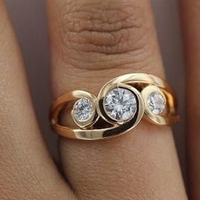 Vintage Boho Inlaid Zirconia Spiral Gold Ring
