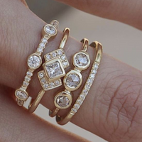Vintage Art Deco Inspired Gold Plated Stackable Ring Set