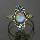 Vintage Gold Plated Blue Opal Crystal Ring