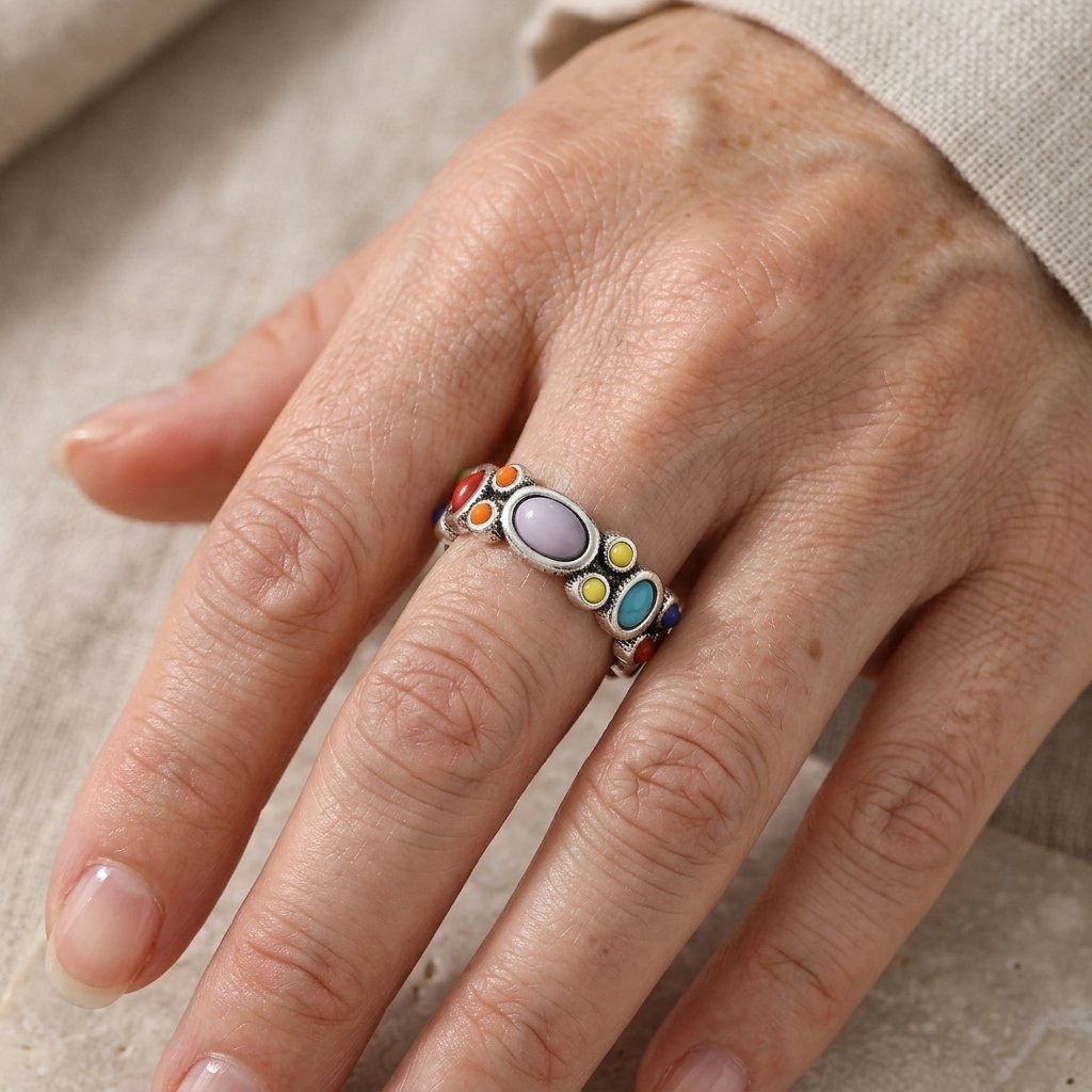 Bohemian Colorful Synthetic Turquoise Ring