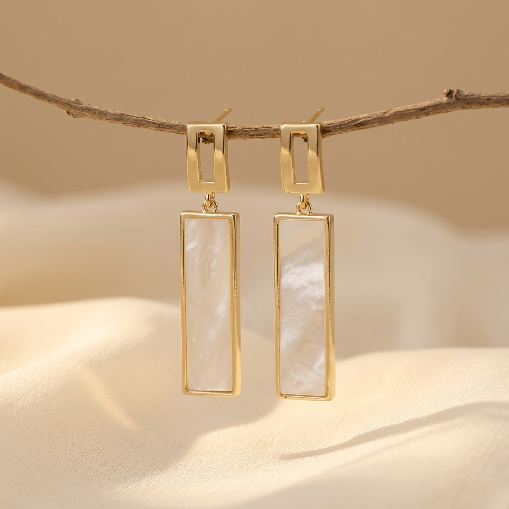 Acrylic Drop Earrings Gold Plated