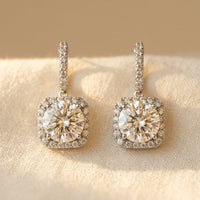 925 Sterling Silver Elegant Moissanite Halo Stud Earrings Wholesale In Earring