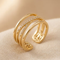 Adjustable Gold-Tone Finish Zirconia Cross ring