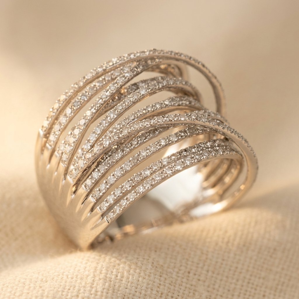 Vintage Layered Zirconia Stainless Steel ring