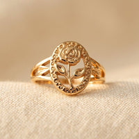 Rose Pattern Oval Ring