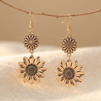 Vintage Silver Sunflower Dangle Earrings