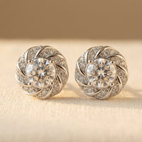925 Sterling Silver Elegant Floral Moissanite Stud Earrings: Luxury Je Earring