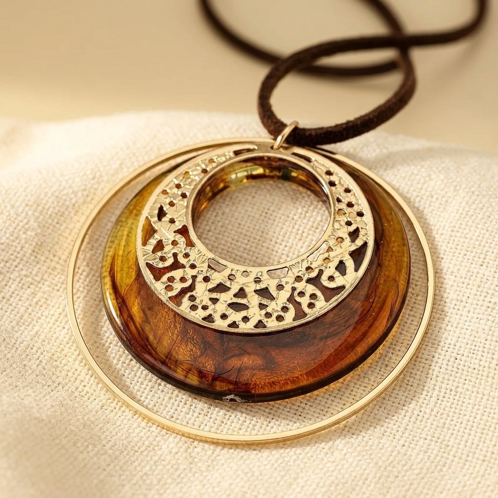 Vintage Boho Style 14k Golden Pendant