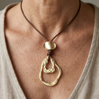 Bohemian Brown Leather Geometric Necklace