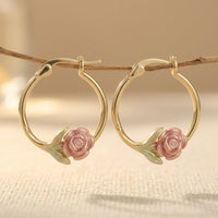 Hoop Rose Earrings