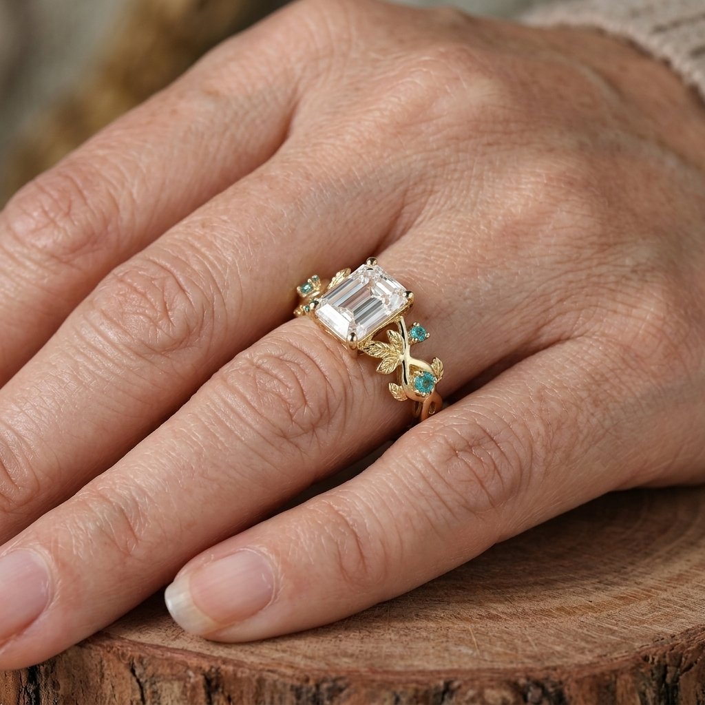 Vintage Leaf Cubic Zirconia Ring