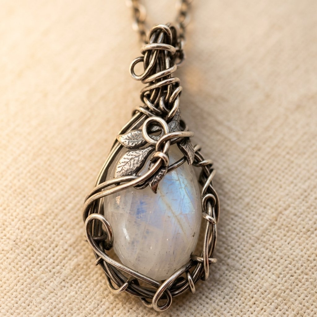 Vintage Moonstone Silver Necklace