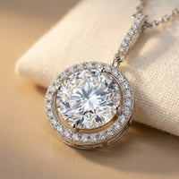 925 Sterling Silver Elegant Solitaire Moissanite Necklace In Plated wi Necklace