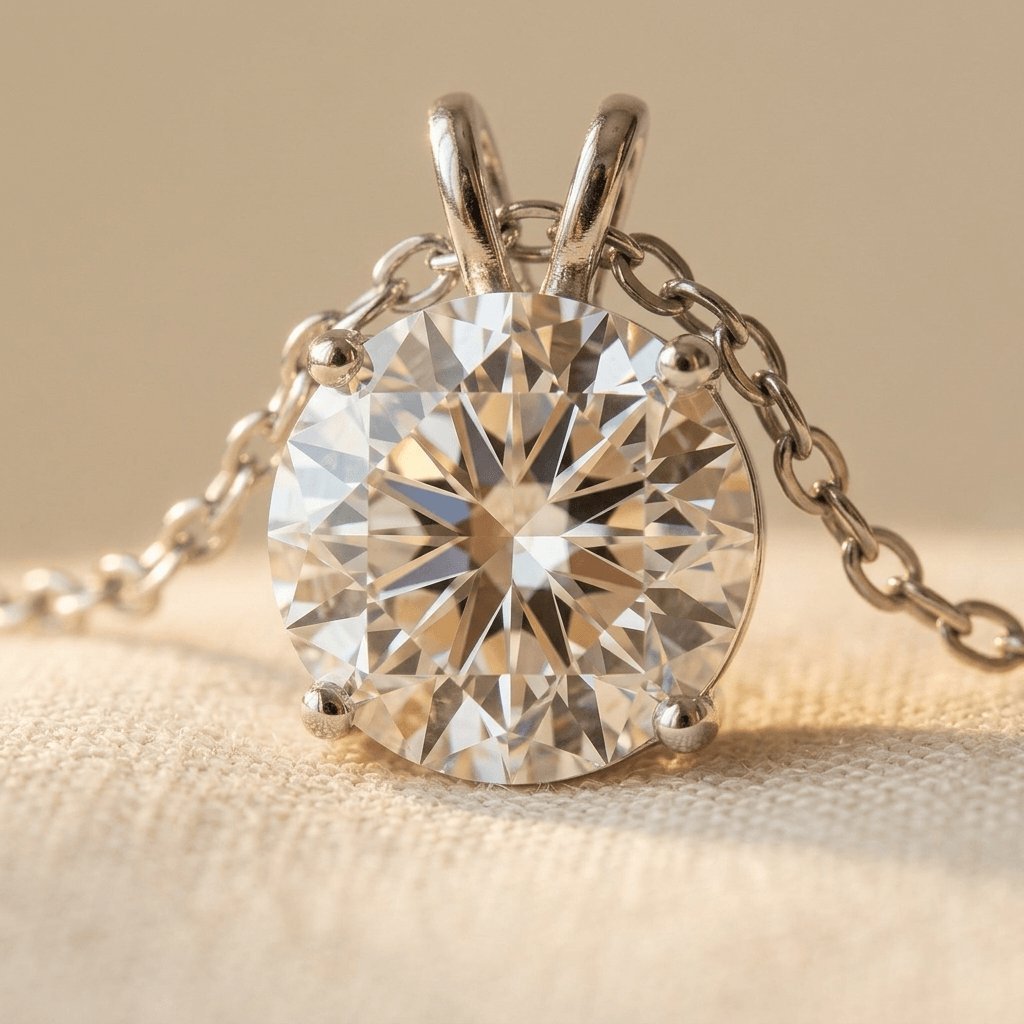 925 Sterling Silver Elegant Solitaire Moissanite Pendant Necklace In P Necklace