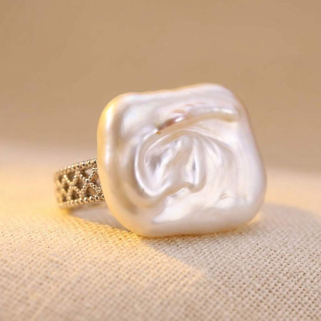 Adjustable Baroque Pearl Ring