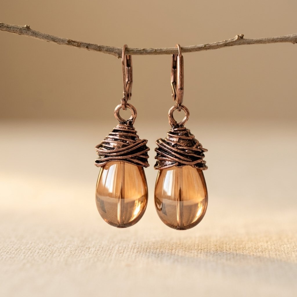 Boho Handcrafted Distressed Metal Wrap Earrings