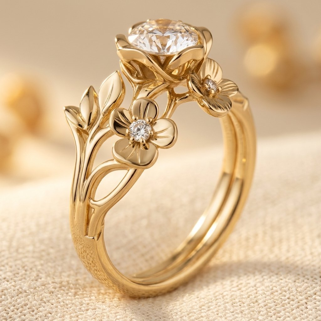 Exquisite Inlay Synthetic Zirconia Flower ring