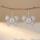 925 Sterling Silver Elegant Floral Moissanite Earrings With Radiant Ce