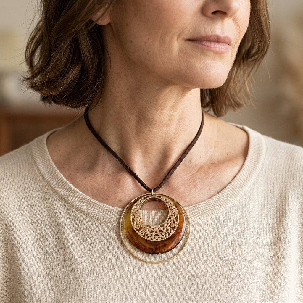 Vintage Boho Style 14k Golden Pendant