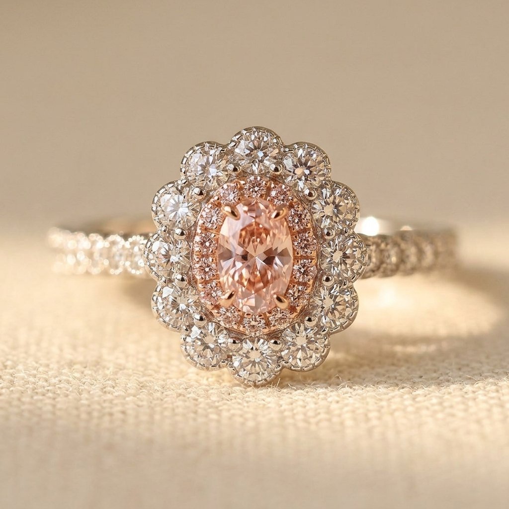 Two-Tone Sunflower Ring with Four-Prong Oval