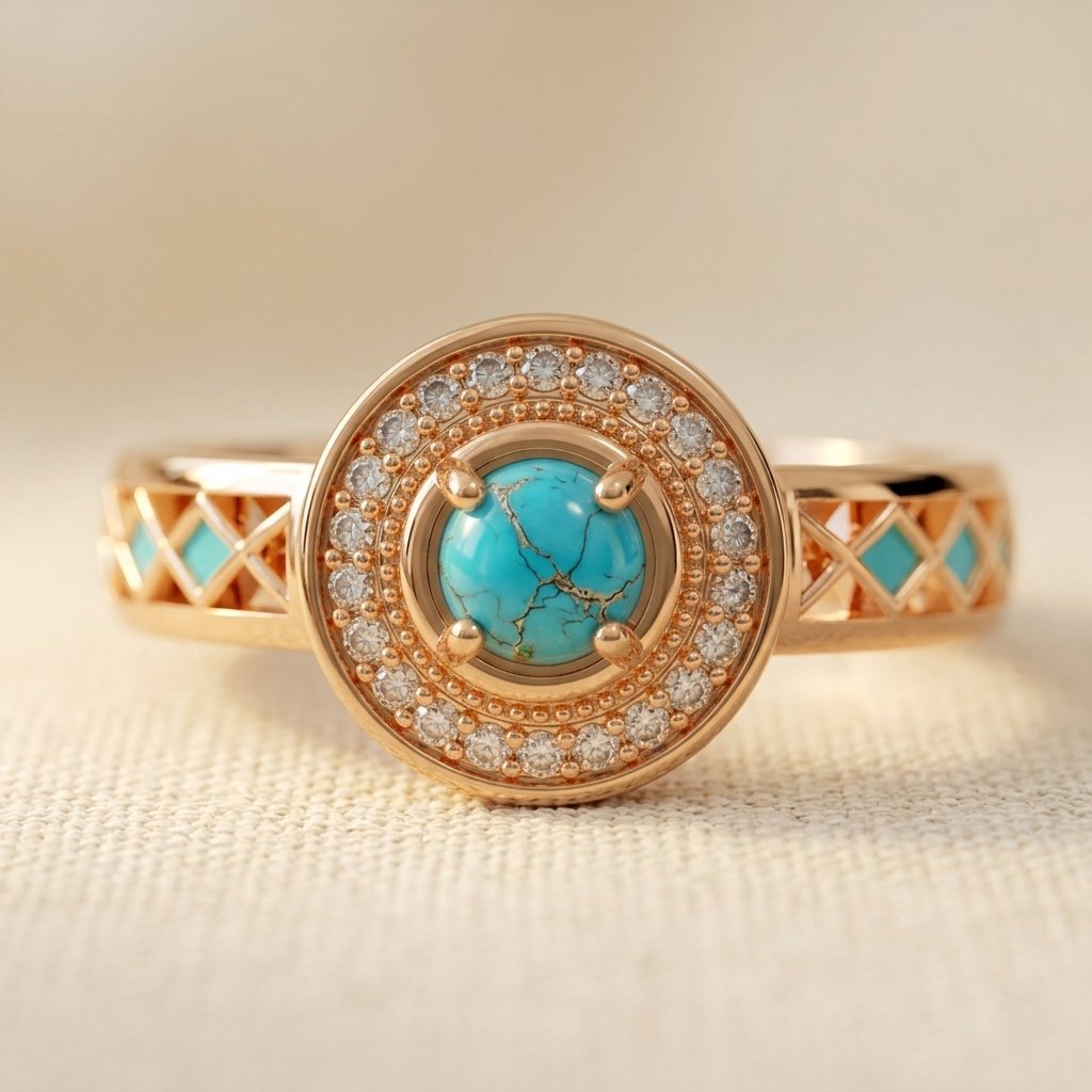 Vintage Turquoise Zirconia Ring