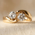 Vintage Wavy Zirconia Gold-Tone Finish ring